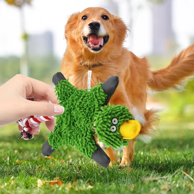 2pcs Plush Duck Dog Toys Dog Squeak Toy Creative with Rope Puppy Chew Toys Interactive Dog Training Toys for Small Medium Dogs