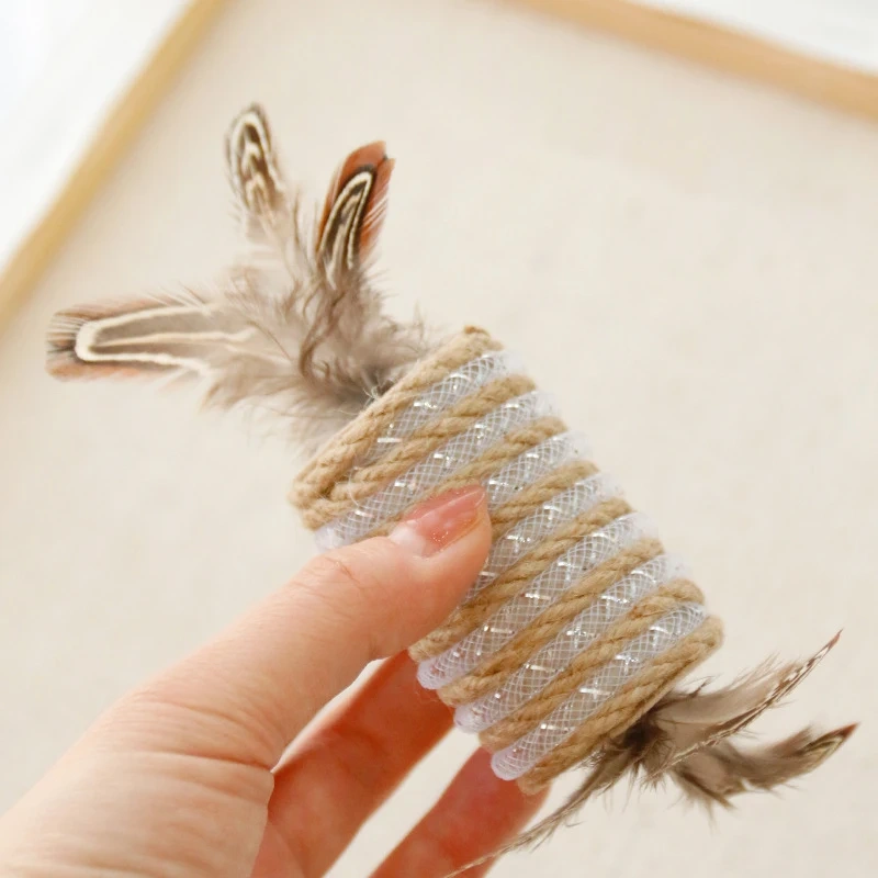 Cat Double Feather Hemp Rope Hose Tube Roller Within Sand Cat Toy chase Interactive Cat Toy