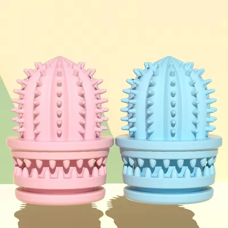 New Eco-Friendly Dog Chew Toy Durable Teeth Cleaning Cactus Shape Toothbrush Natural Rubber Food Grade Squeaky Christmas Gift