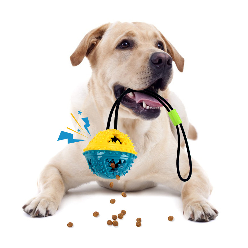 Dog Chew Toys Grinding Teeth Sound Ball Toys Leaking Food Balls Anti Bite Interactive Training Cleaning Teeth Toys Pet Products