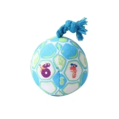 PP Cotton Filling Dog Toy Ball with Rope Knot Interactive Bell Pet Plush Sound Toy Bite Resistant Ringing Doggy Disc Ball Indoor