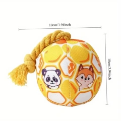 PP Cotton Filling Dog Toy Ball with Rope Knot Interactive Bell Pet Plush Sound Toy Bite Resistant Ringing Doggy Disc Ball Indoor