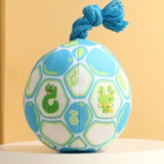 PP Cotton Filling Dog Toy Ball with Rope Knot Interactive Bell Pet Plush Sound Toy Bite Resistant Ringing Doggy Disc Ball Indoor