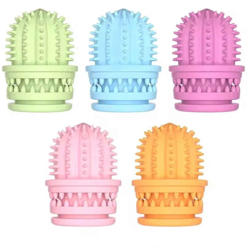 New Eco-Friendly Dog Chew Toy Durable Teeth Cleaning Cactus Shape Toothbrush Natural Rubber Food Grade Squeaky Christmas Gift