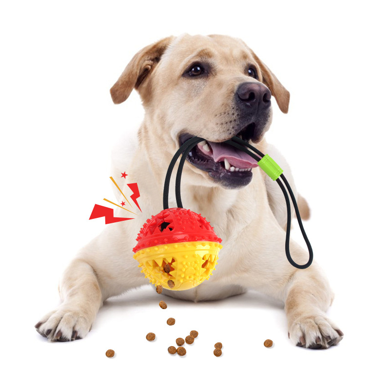 Dog Chew Toys Grinding Teeth Sound Ball Toys Leaking Food Balls Anti Bite Interactive Training Cleaning Teeth Toys Pet Products