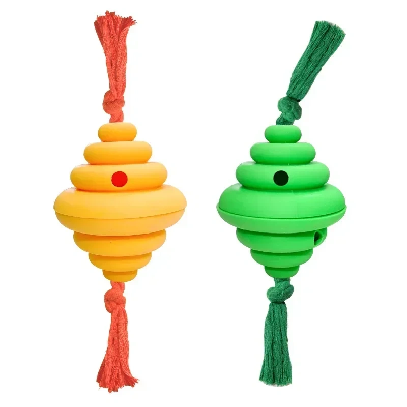 Pet Gnawing Toy Honeycomb Shaped Dog Leakage Food Interactive Toy with Anti Tear Rope Pet Dog Outdoor Throwing Toys Pet Supplies