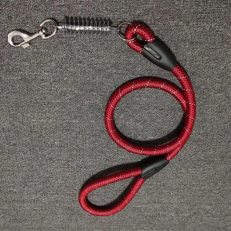 Reflective Dia. 1.8cm Length 60cm Nylon Dog Leash Super Strong Dog Collar For Medium Large Dogs with Spring Anti Pull Leash