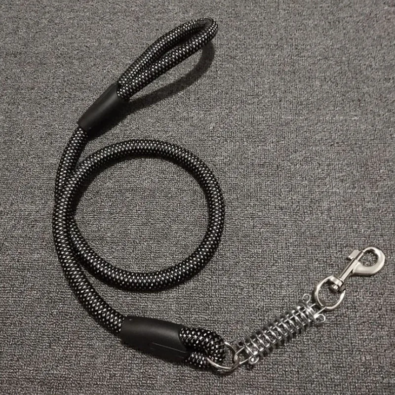 Reflective Dia. 1.8cm Length 60cm Nylon Dog Leash Super Strong Dog Collar For Medium Large Dogs with Spring Anti Pull Leash