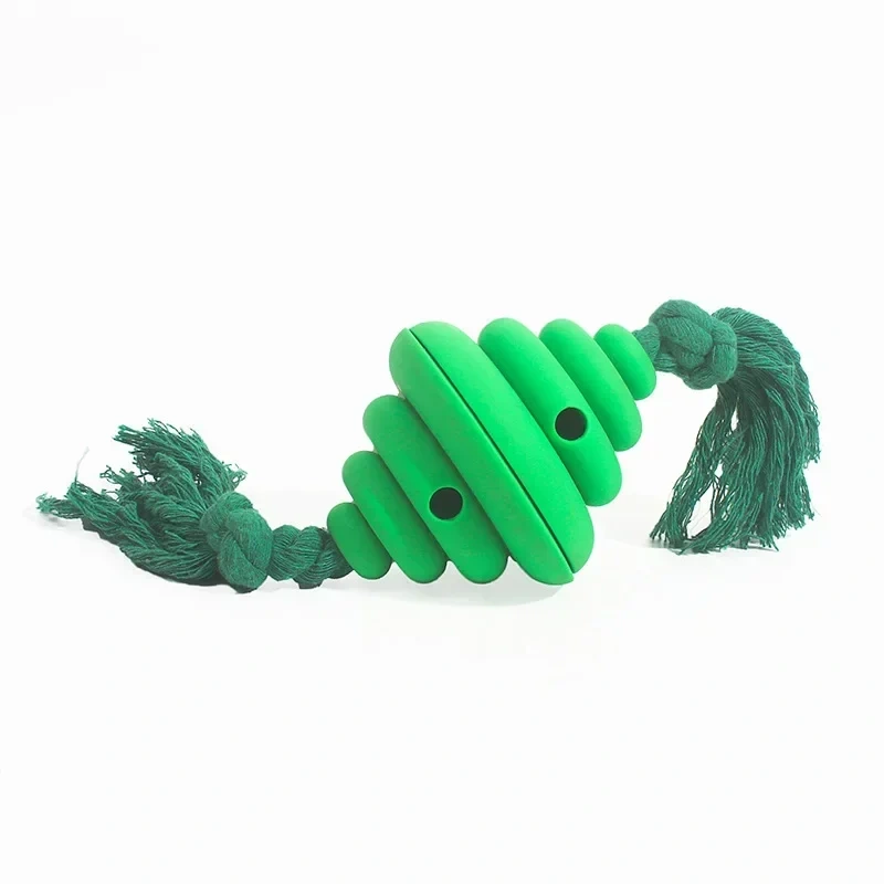 Pet Gnawing Toy Honeycomb Shaped Dog Leakage Food Interactive Toy with Anti Tear Rope Pet Dog Outdoor Throwing Toys Pet Supplies