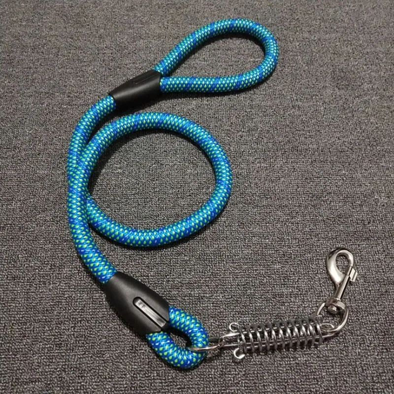Reflective Dia. 1.8cm Length 60cm Nylon Dog Leash Super Strong Dog Collar For Medium Large Dogs with Spring Anti Pull Leash