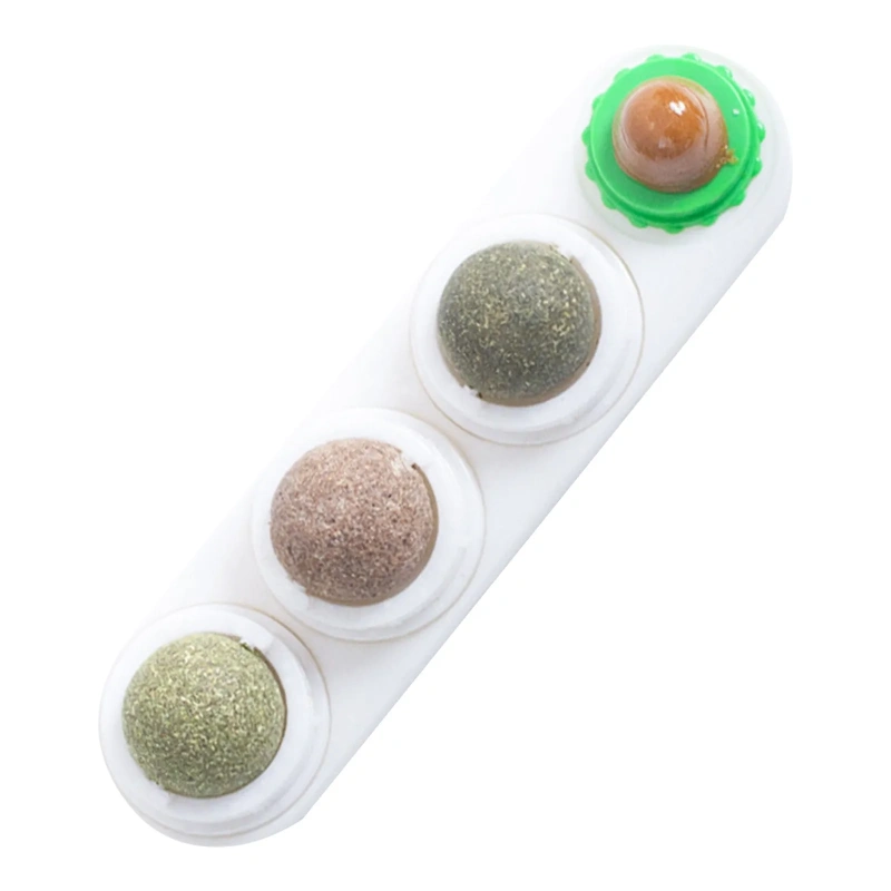 Natural Catnip Toys Silvervine Balls Teeth Cleaning Dental Wall Treats Extra Cat Energy Ball Edible Cat Lick Healthy Kitten Chew