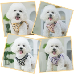 Personalized Logo Small Pet Harness Cute Daisy Printing Polyester Webbing Puppy Dog Harness