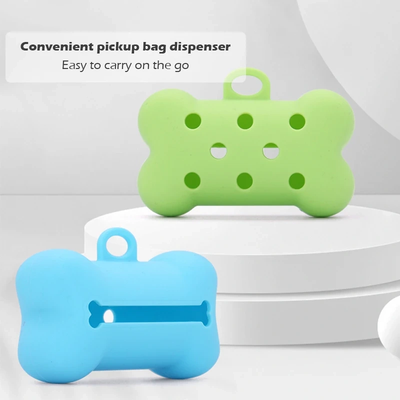 Silicone Biodegradable Dog Poop Bags Holder  Leash Clip Dispenser Green Eco-Friendly Oxobiodegradable Waste Disposal Refills
