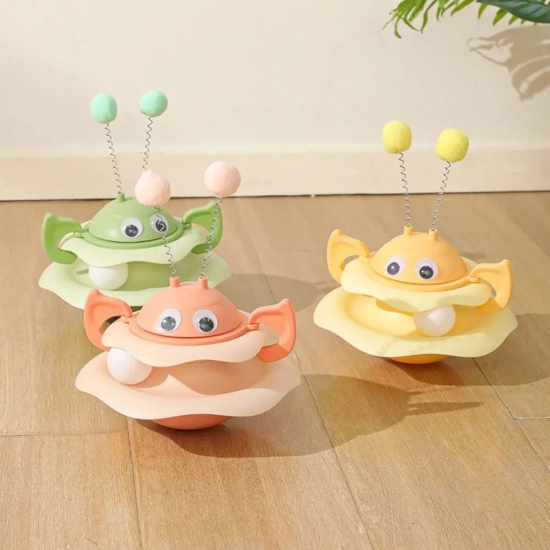 Self-amusement Cat Turntable Roller Balls Toys Detachable with Balls Cat Track Toys Bite Resistant Teasing Cat Stick
