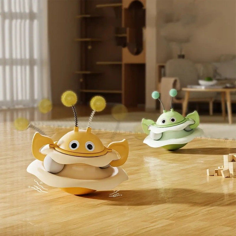 Self-amusement Cat Turntable Roller Balls Toys Detachable with Balls Cat Track Toys Bite Resistant Teasing Cat Stick