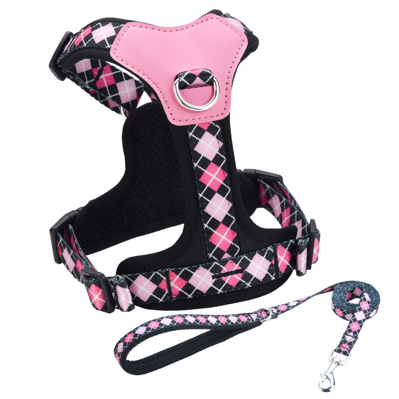 Printed ribbon Pet Dog Harness.