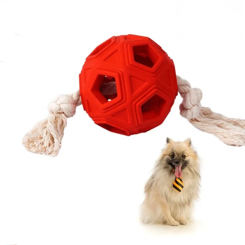 Rubber Treat Dispensing Ball Hiding Food Puzzle Bite Interactive Pet Ball Chew Dog Toy Tooth Cleaning Ball