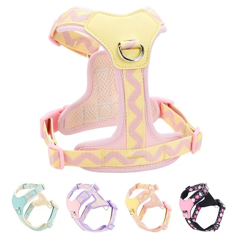 Printed ribbon Pet Dog Harness.
