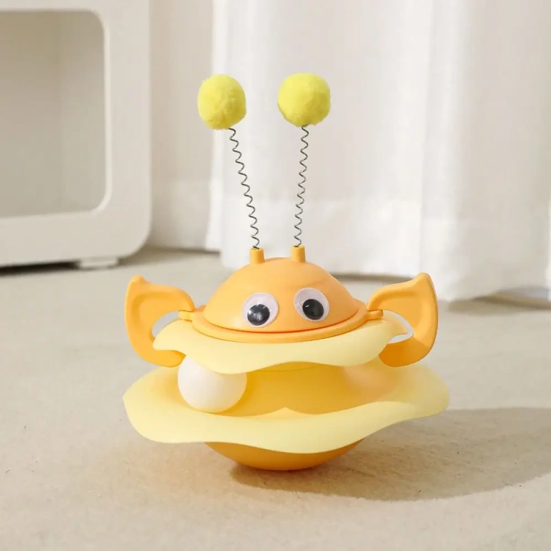 Self-amusement Cat Turntable Roller Balls Toys Detachable with Balls Cat Track Toys Bite Resistant Teasing Cat Stick