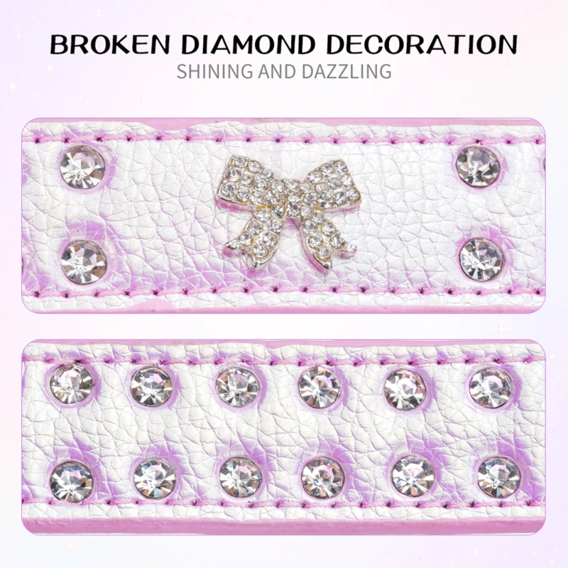 CP615--durable pu pet dog collar,shiny rhinestone decoration collar for small to medium dogs.