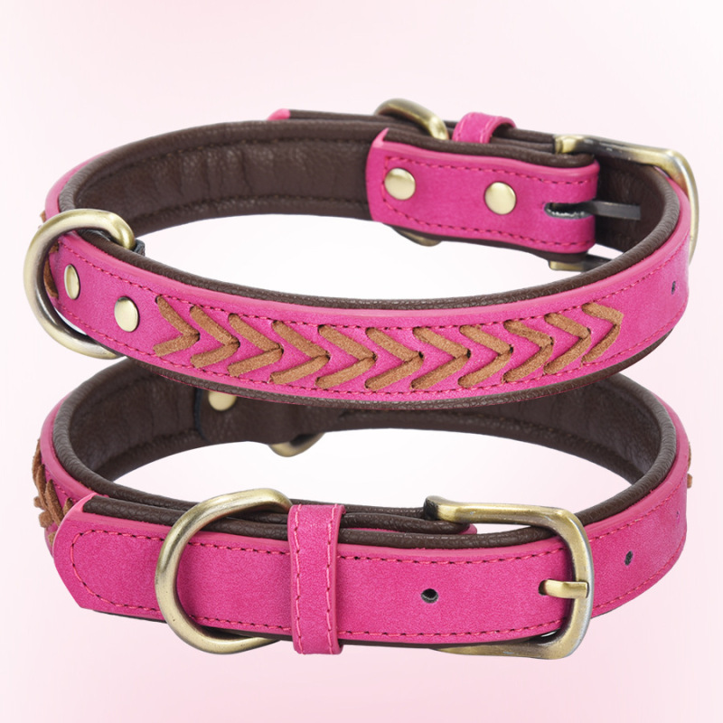 New Arrival Pet Collars Luxury Personalized Braided Designer Colorful Adjustable Leather Dog Collar Wholesale