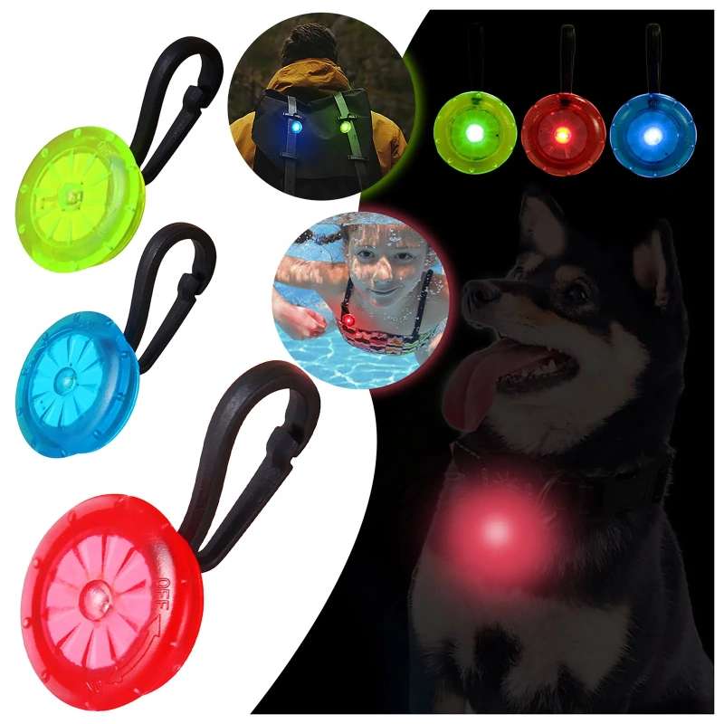 Portable Pet Collars Light Pendant Dog Cat Spotlight Indicator Water-proof Pet Night Running Lights Plastic Flashing LED Light