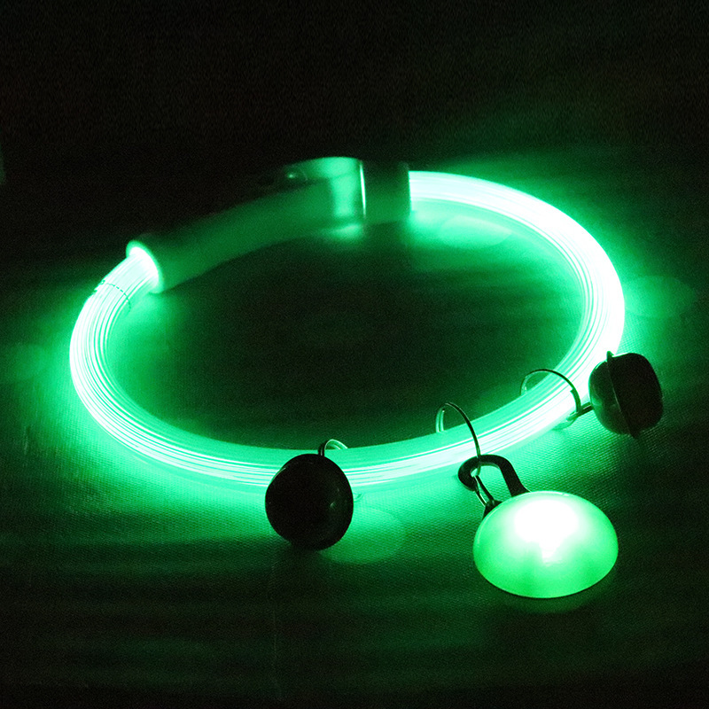 Solid Pattern Rechargeable Dog Collar with Nighttime Glowing Feature Ribbons Decoration Pet Walk Lamp Dropshipping Supported