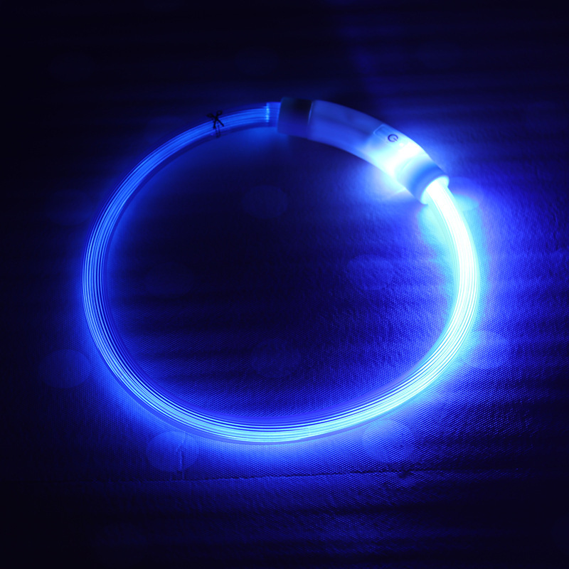 Solid Pattern Rechargeable Dog Collar with Nighttime Glowing Feature Ribbons Decoration Pet Walk Lamp Dropshipping Supported