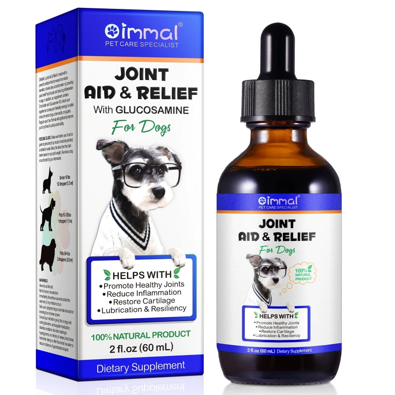 Oimmal 60ml Natural Organic Pet Liquid Support Supplements Hip and Joint Drops for Dogs Healthy Cartilage With Glucosamine