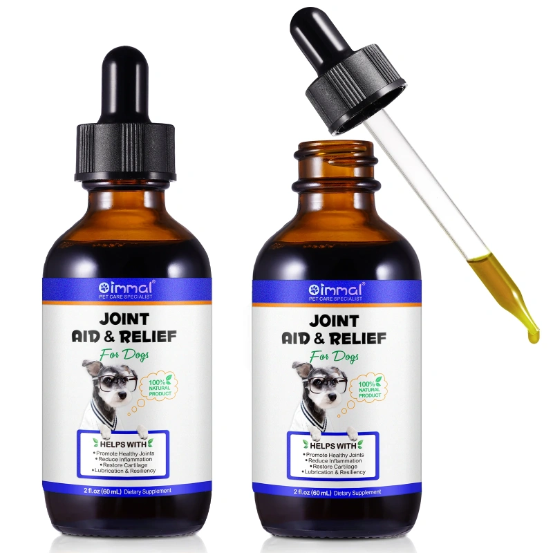 Oimmal 60ml Natural Organic Pet Liquid Support Supplements Hip and Joint Drops for Dogs Healthy Cartilage With Glucosamine