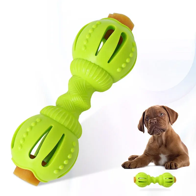 Hot New Leak Food Toy Dog Bite Resistant Leak Food Dumbbell Training Teeth Grinding Small And Medium Sized Dog Soothing Pet Toy