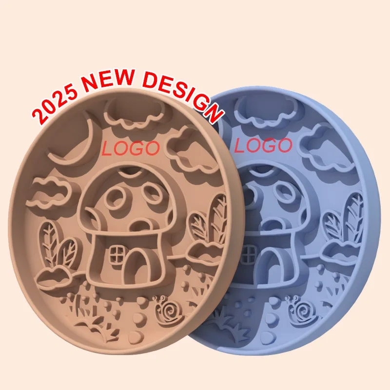 2025 New Automatic Mushroom Pet Slow Food Bowl Suction Cup Licking Mat Silicone Slow Food Mat for Cat Feeding