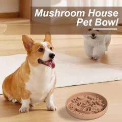 2025 New Automatic Mushroom Pet Slow Food Bowl Suction Cup Licking Mat Silicone Slow Food Mat for Cat Feeding