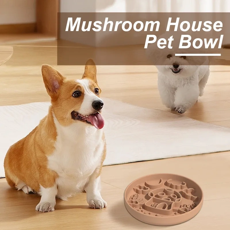 2025 New Automatic Mushroom Pet Slow Food Bowl Suction Cup Licking Mat Silicone Slow Food Mat for Cat Feeding