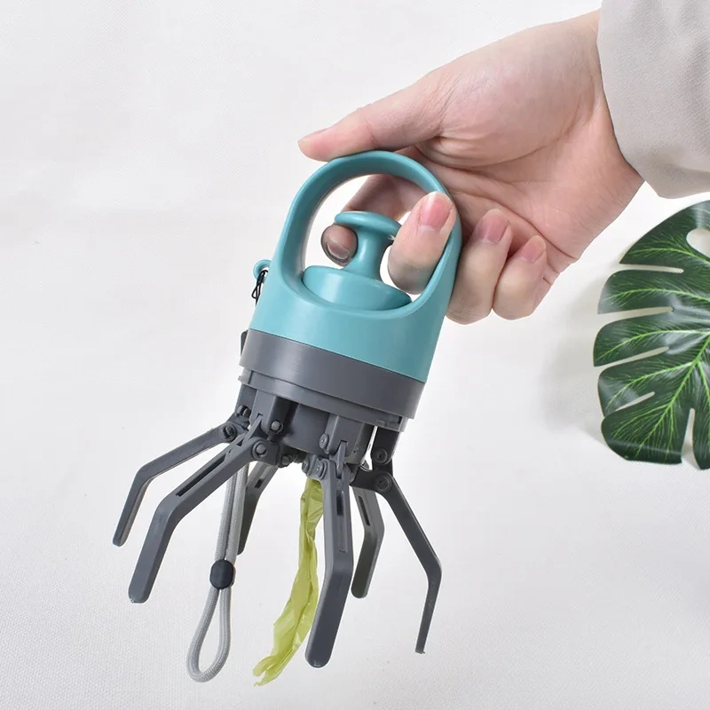 Zero Contact Pet Dog Outdoor Portable Six-Claw Scoop Poop Picker Garbage Bag Dispenser
