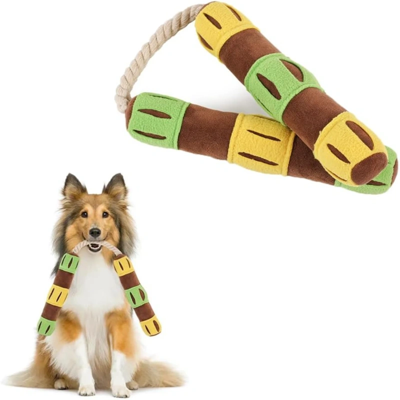 Engaging Interactive Small Nunchaku Squeak Toy for Puppies - Fun Enrichment Dog Treat Stimulating Snuffle Si