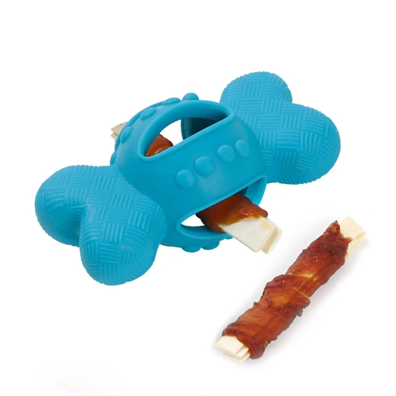 Soft Puppy Teething Toy Tpr Food Treat Bone Toy Food Leakage Chewing Bone Interactive Biting Toys for Healthy Teeth and Gums