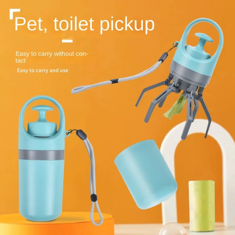Zero Contact Pet Dog Outdoor Portable Six-Claw Scoop Poop Picker Garbage Bag Dispenser