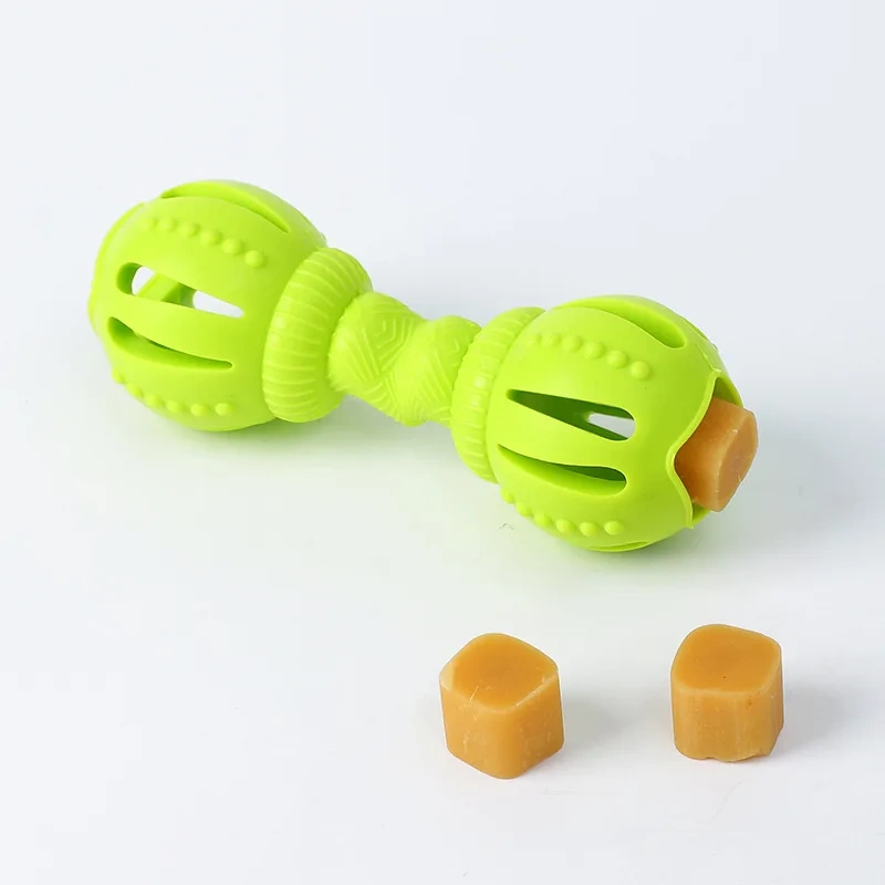 Hot New Leak Food Toy Dog Bite Resistant Leak Food Dumbbell Training Teeth Grinding Small And Medium Sized Dog Soothing Pet Toy