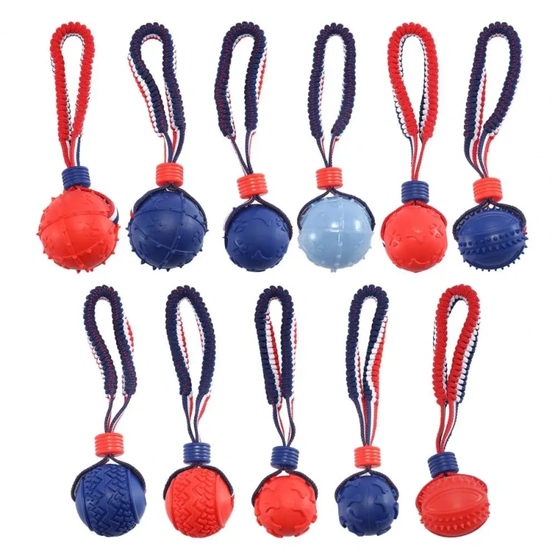 Dog Chew Ball Toy for Aggressive Chewers Embossed Texture Interactive Fetch Bouncy Ball Toy for Large Medium Small Dogs