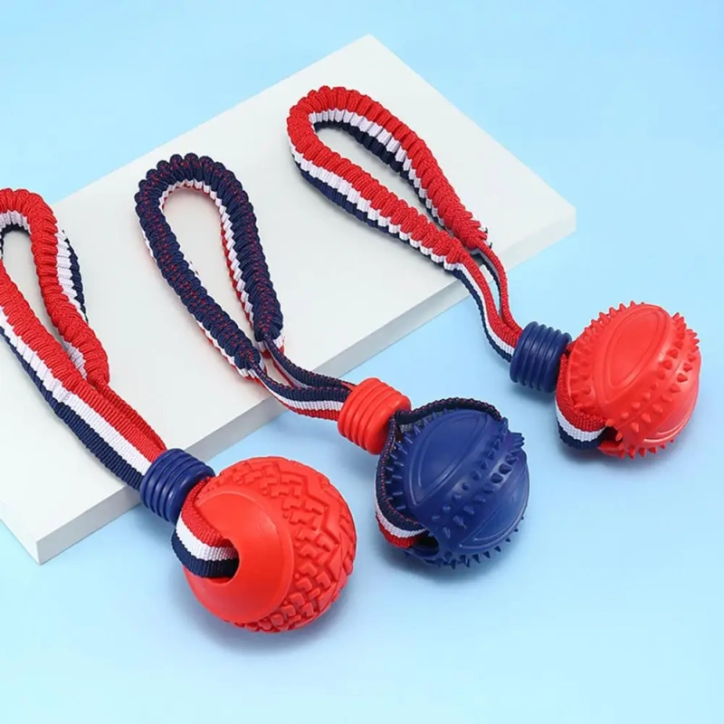 Dog Chew Ball Toy for Aggressive Chewers Embossed Texture Interactive Fetch Bouncy Ball Toy for Large Medium Small Dogs