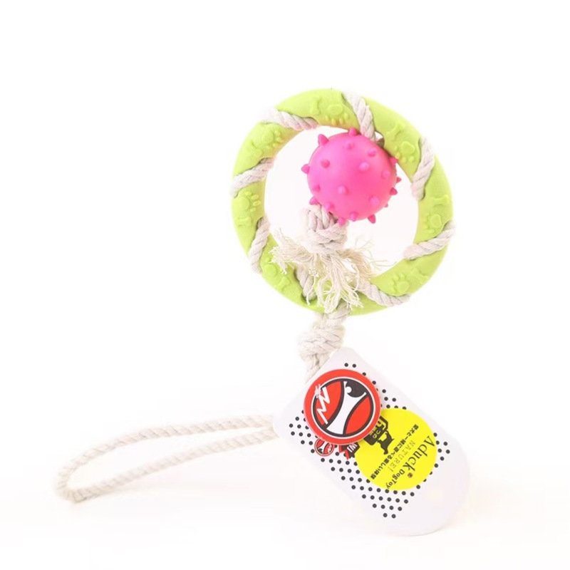 Teeth grinding TPR big ring thorn ball rope toy