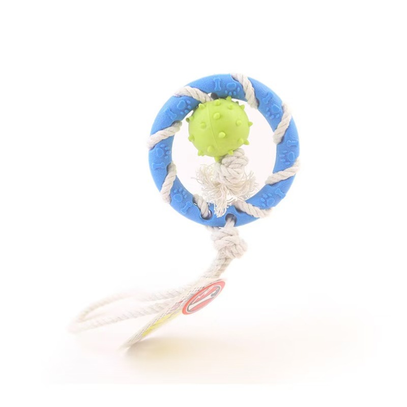 Teeth grinding TPR big ring thorn ball rope toy