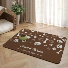 VIKAMA Diatom Mud Carpet Bone Puppy Footprint Pattern Carpet Pet Feeding Pad Waterproof Easy Clean Home Decor