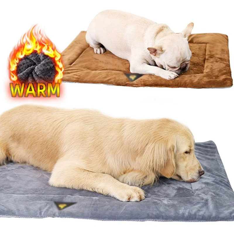 Self Warming Pet Pad Super Soft Fleece Warm Cat Bed Dog Crate Pad Thermal Pet Bed Mat for Outdoor Indoor Anti-Slip Kennel Mat