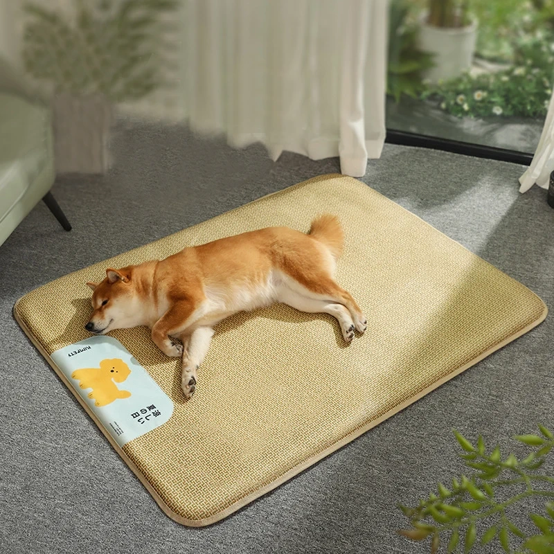 Cooling Waterproof Pet Mat for Summer Comfort Breathable Rattan Dog Kennel Bed Anti-Catch Cat Sleeping Pad