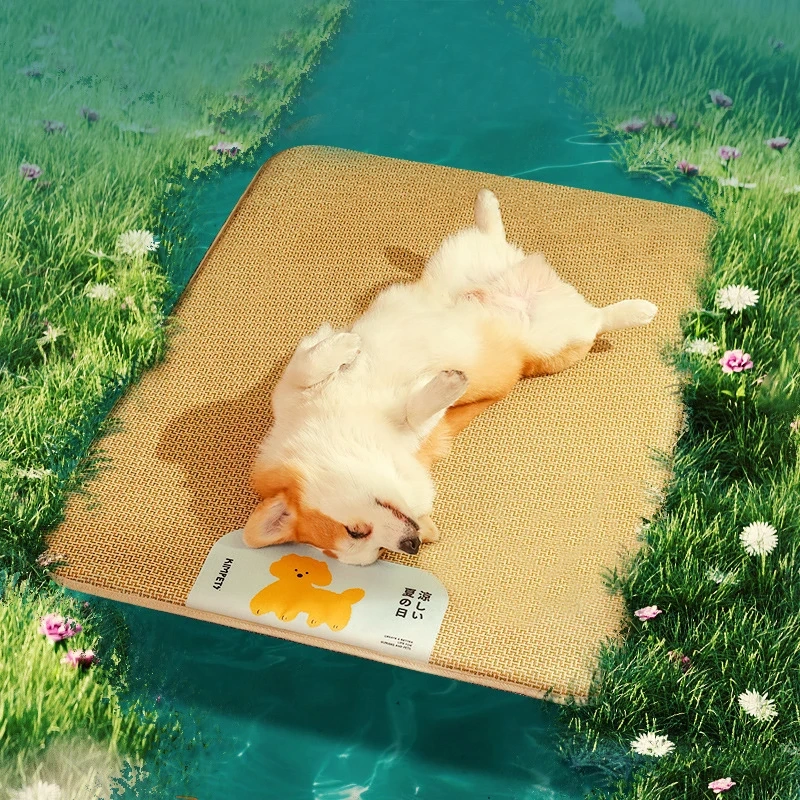 Cooling Waterproof Pet Mat for Summer Comfort Breathable Rattan Dog Kennel Bed Anti-Catch Cat Sleeping Pad