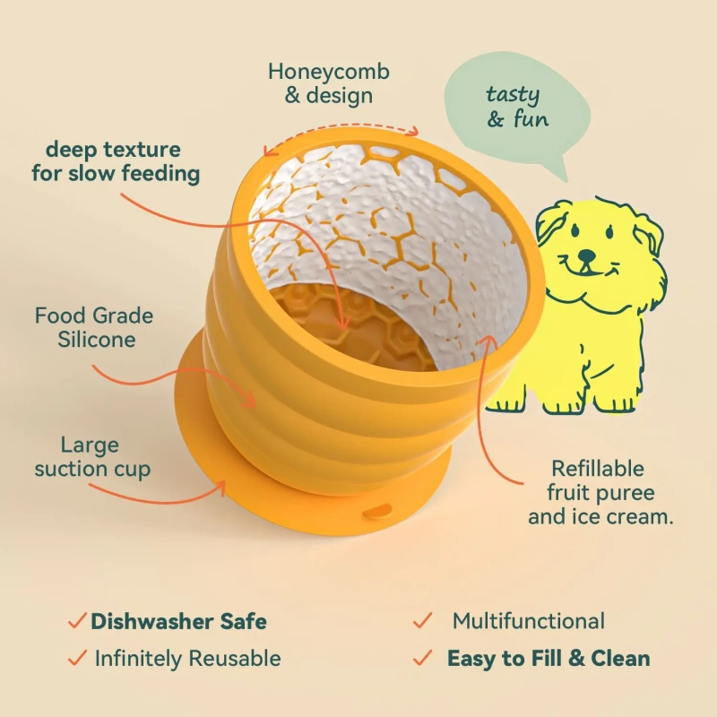 New dog slow food bowl, pet slow food bowl with suction cup, anti-choking slow food bowl, cat and dog licking food bowl
