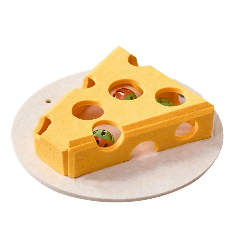 Felt Cat Puzzle Toy Hollow Interactive Cat Claw Grinding Toys Scratch Resistant with Ball Teasing Cat Box For Cats Kitten