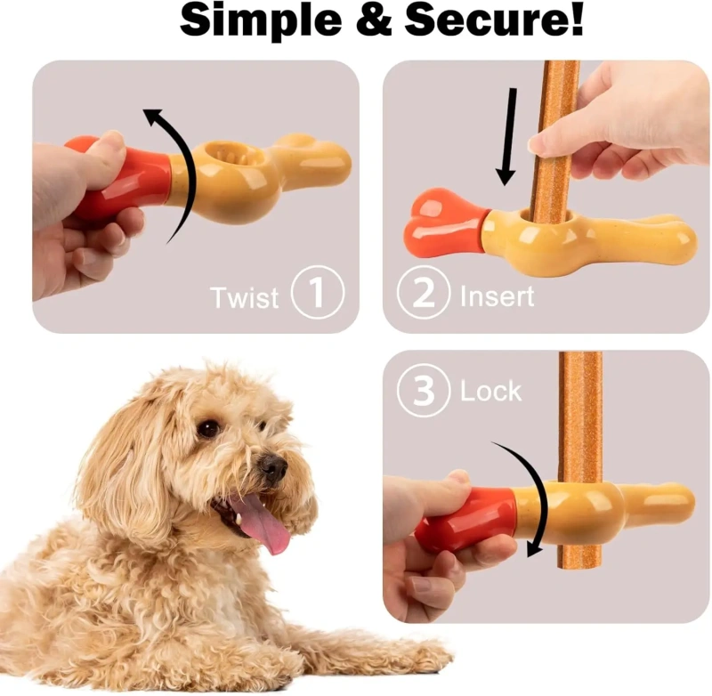 AFP Prevents Choking Heavy Duty Dog Chew Stick Holder Durable BPA Free Safety Nylon Dog Bully Stick Holder For Pet Dental Health